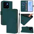 For Xiaomi 14 Pro 5G Global Skin Feel Solid Color Leather Phone Case with Lanyard(Dark Green) - 1
