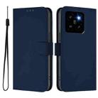 For Xiaomi 14 Pro 5G Global Skin Feel Solid Color Leather Phone Case with Lanyard(Navy Blue) - 2