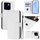 For Xiaomi 14 Pro 5G Global Skin Feel Solid Color Leather Phone Case with Lanyard(White) - 1