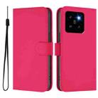 For Xiaomi 14 Pro 5G Global Skin Feel Solid Color Leather Phone Case with Lanyard(Rose Red) - 2