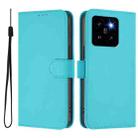 For Xiaomi 14 Pro 5G Global Skin Feel Solid Color Leather Phone Case with Lanyard(Lake Blue) - 2