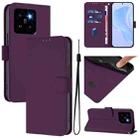 For Xiaomi 14 Pro 5G Global Skin Feel Solid Color Leather Phone Case with Lanyard(Violet) - 1