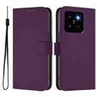 For Xiaomi 14 Pro 5G Global Skin Feel Solid Color Leather Phone Case with Lanyard(Violet) - 2