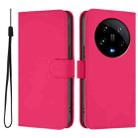 For Xiaomi 14 Ultra 5G Global Skin Feel Solid Color Leather Phone Case with Lanyard(Rose Red) - 2