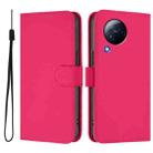 For Xiaomi Civi 3 5G Skin Feel Solid Color Leather Phone Case with Lanyard(Rose Red) - 2