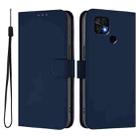 For Xiaomi Poco C40 Skin Feel Solid Color Leather Phone Case with Lanyard(Navy Blue) - 2