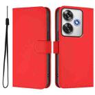 For Xiaomi Poco F6 5G Skin Feel Solid Color Leather Phone Case with Lanyard(Red) - 2