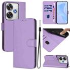 For Xiaomi Poco F6 5G Skin Feel Solid Color Leather Phone Case with Lanyard(Lavender Purple) - 1