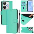 For Xiaomi Poco F6 5G Skin Feel Solid Color Leather Phone Case with Lanyard(Green) - 1