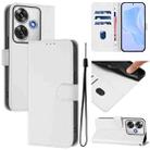 For Xiaomi Poco F6 5G Skin Feel Solid Color Leather Phone Case with Lanyard(White) - 1