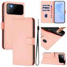 For Xiaomi Poco M3 Skin Feel Solid Color Leather Phone Case with Lanyard(Pink) - 1