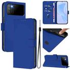 For Xiaomi Poco M3 Skin Feel Solid Color Leather Phone Case with Lanyard(Dark Blue) - 1