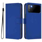 For Xiaomi Poco M3 Skin Feel Solid Color Leather Phone Case with Lanyard(Dark Blue) - 2