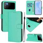 For Xiaomi Poco M3 Skin Feel Solid Color Leather Phone Case with Lanyard(Green) - 1