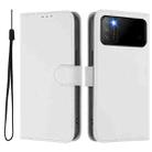 For Xiaomi Poco M3 Skin Feel Solid Color Leather Phone Case with Lanyard(White) - 2