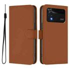 For Xiaomi Poco M4 Pro 4G Skin Feel Solid Color Leather Phone Case with Lanyard(Brown) - 2