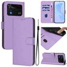 For Xiaomi Poco M4 Pro 4G Skin Feel Solid Color Leather Phone Case with Lanyard(Lavender Purple) - 1