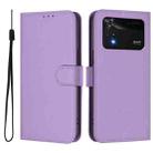 For Xiaomi Poco M4 Pro 4G Skin Feel Solid Color Leather Phone Case with Lanyard(Lavender Purple) - 2