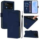 For Xiaomi Poco M4 Pro 4G Skin Feel Solid Color Leather Phone Case with Lanyard(Navy Blue) - 1
