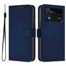 For Xiaomi Poco M4 Pro 4G Skin Feel Solid Color Leather Phone Case with Lanyard(Navy Blue) - 2