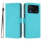 For Xiaomi Poco M4 Pro 4G Skin Feel Solid Color Leather Phone Case with Lanyard(Lake Blue) - 2