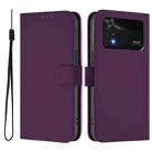 For Xiaomi Poco M4 Pro 4G Skin Feel Solid Color Leather Phone Case with Lanyard(Violet) - 2