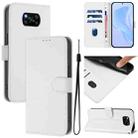 For Xiaomi Poco X3 Pro / X3 NFC / X3 Skin Feel Solid Color Leather Phone Case with Lanyard(White) - 1