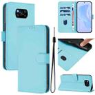 For Xiaomi Poco X3 Pro / X3 NFC / X3 Skin Feel Solid Color Leather Phone Case with Lanyard(Sky Blue) - 1