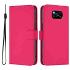 For Xiaomi Poco X3 Pro / X3 NFC / X3 Skin Feel Solid Color Leather Phone Case with Lanyard(Rose Red) - 2