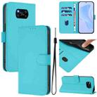 For Xiaomi Poco X3 Pro / X3 NFC / X3 Skin Feel Solid Color Leather Phone Case with Lanyard(Lake Blue) - 1