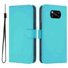 For Xiaomi Poco X3 Pro / X3 NFC / X3 Skin Feel Solid Color Leather Phone Case with Lanyard(Lake Blue) - 2