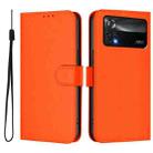 For Xiaomi Poco X4 Pro 5G Skin Feel Solid Color Leather Phone Case with Lanyard(Orange) - 2