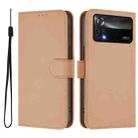 For Xiaomi Poco X4 Pro 5G Skin Feel Solid Color Leather Phone Case with Lanyard(Nude) - 2