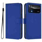 For Xiaomi Poco X4 Pro 5G Skin Feel Solid Color Leather Phone Case with Lanyard(Dark Blue) - 2