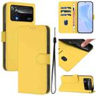 For Xiaomi Poco X4 Pro 5G Skin Feel Solid Color Leather Phone Case with Lanyard(Lemon Yellow) - 1