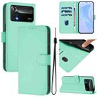 For Xiaomi Poco X4 Pro 5G Skin Feel Solid Color Leather Phone Case with Lanyard(Mint Green) - 1