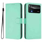 For Xiaomi Poco X4 Pro 5G Skin Feel Solid Color Leather Phone Case with Lanyard(Mint Green) - 2