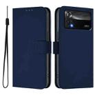 For Xiaomi Poco X4 Pro 5G Skin Feel Solid Color Leather Phone Case with Lanyard(Navy Blue) - 2