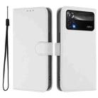 For Xiaomi Poco X4 Pro 5G Skin Feel Solid Color Leather Phone Case with Lanyard(White) - 2