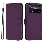 For Xiaomi Poco X4 Pro 5G Skin Feel Solid Color Leather Phone Case with Lanyard(Violet) - 2