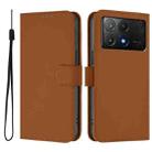 For Xiaomi Poco X6 Pro Skin Feel Solid Color Leather Phone Case with Lanyard(Brown) - 2