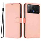 For Xiaomi Poco X6 Pro Skin Feel Solid Color Leather Phone Case with Lanyard(Pink) - 2