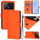 For Xiaomi Poco X6 Pro Skin Feel Solid Color Leather Phone Case with Lanyard(Orange) - 1