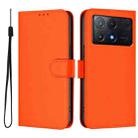 For Xiaomi Poco X6 Pro Skin Feel Solid Color Leather Phone Case with Lanyard(Orange) - 2