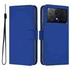 For Xiaomi Poco X6 Pro Skin Feel Solid Color Leather Phone Case with Lanyard(Dark Blue) - 2