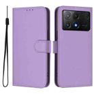 For Xiaomi Poco X6 Pro Skin Feel Solid Color Leather Phone Case with Lanyard(Lavender Purple) - 2