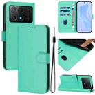 For Xiaomi Poco X6 Pro Skin Feel Solid Color Leather Phone Case with Lanyard(Green) - 1