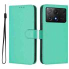 For Xiaomi Poco X6 Pro Skin Feel Solid Color Leather Phone Case with Lanyard(Green) - 2