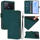 For Xiaomi Poco X6 Pro Skin Feel Solid Color Leather Phone Case with Lanyard(Dark Green) - 1