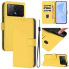 For Xiaomi Poco X6 Pro Skin Feel Solid Color Leather Phone Case with Lanyard(Lemon Yellow) - 1